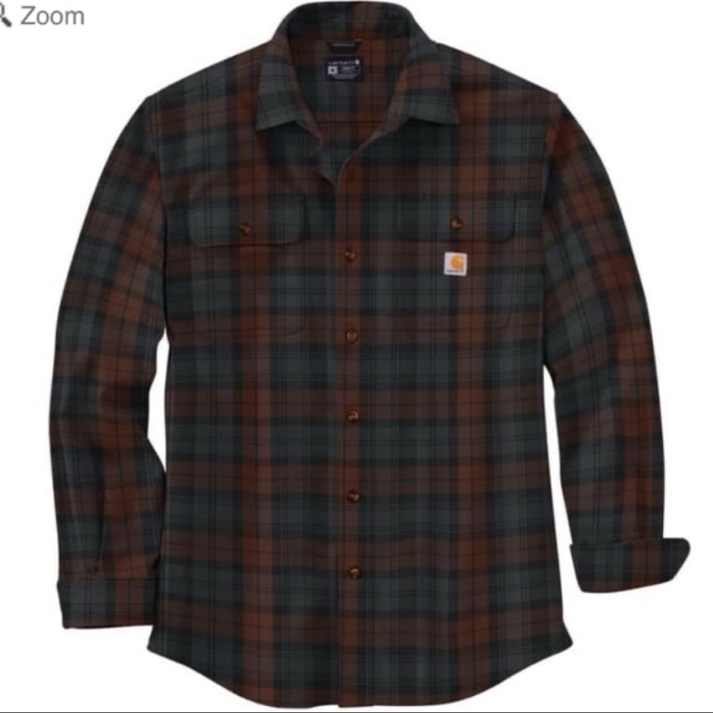 NWT CARHARTT LOOSE FIT HEAVYWEIGHT FLANNEL PLAID SHIRT SZ M